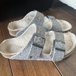 Grey Felt Birkenstock Arizona.  Size 39.